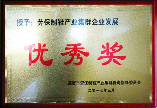 勞保製鞋產(chǎn)業(yè)集群企業(yè)發(fā)展優(yōu)秀獎(jiǎng)